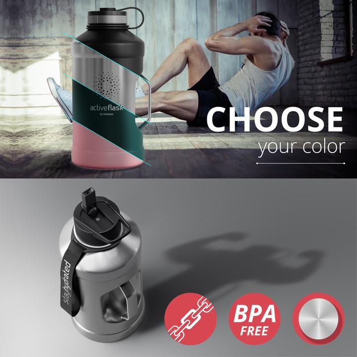 Produktbild BeMaxx Active Flask Trinkflasche, Single-Wall, 2200ml (2.20 l)