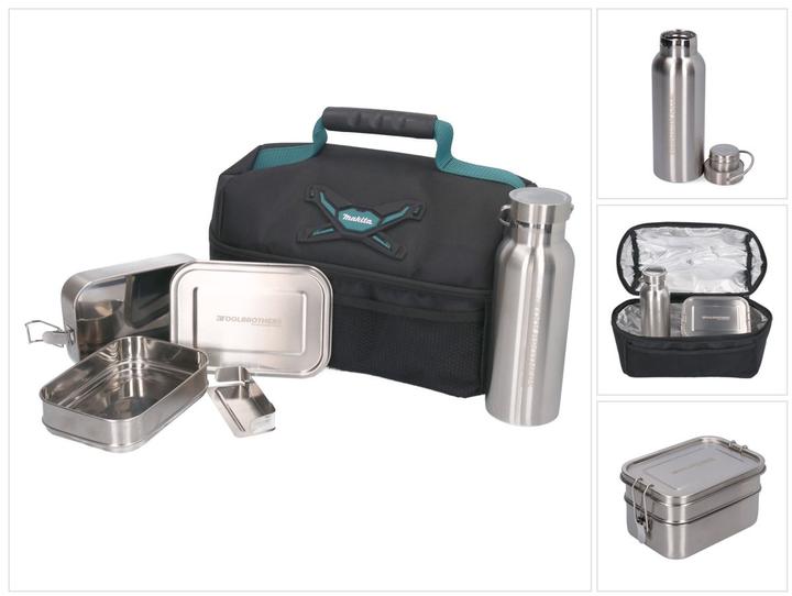 Makita Toolbrothers Lunchpaket mit Isoliertasche + Toolbrothers Fan Edelstahl Brotdose 1340 ml + Ede
