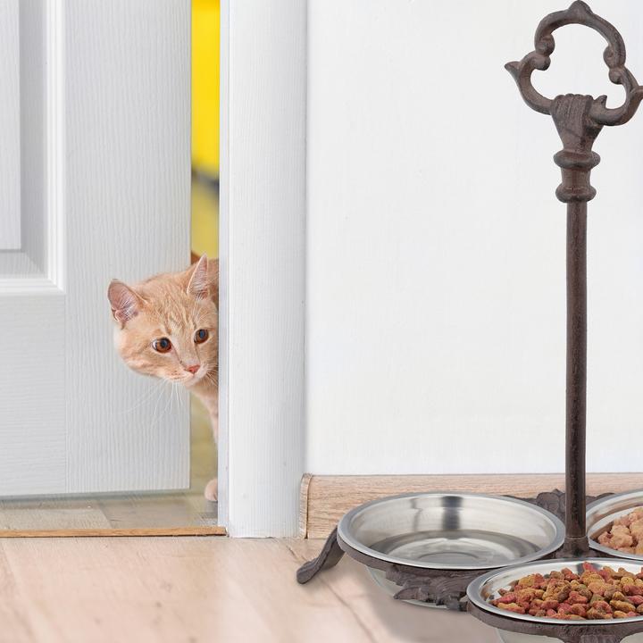 Actual product image Relaxdays Feeding Station for Cats & Dogs, 3 Stainless Steel Bowls (0.20 l)
