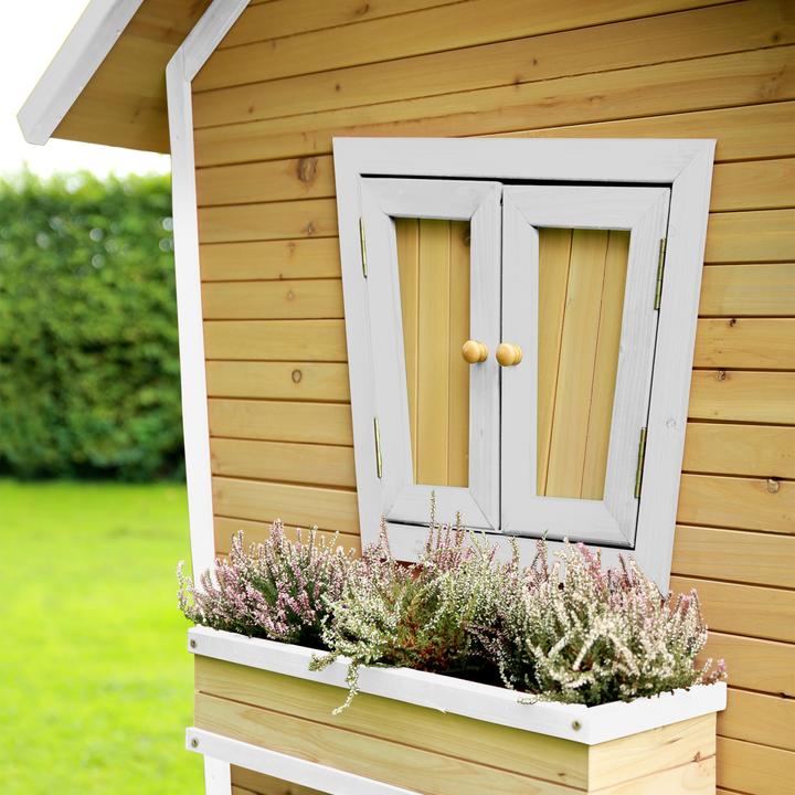 Immagine prodotto Axi Robin Playhouse marrone/bianco - scivolo blu