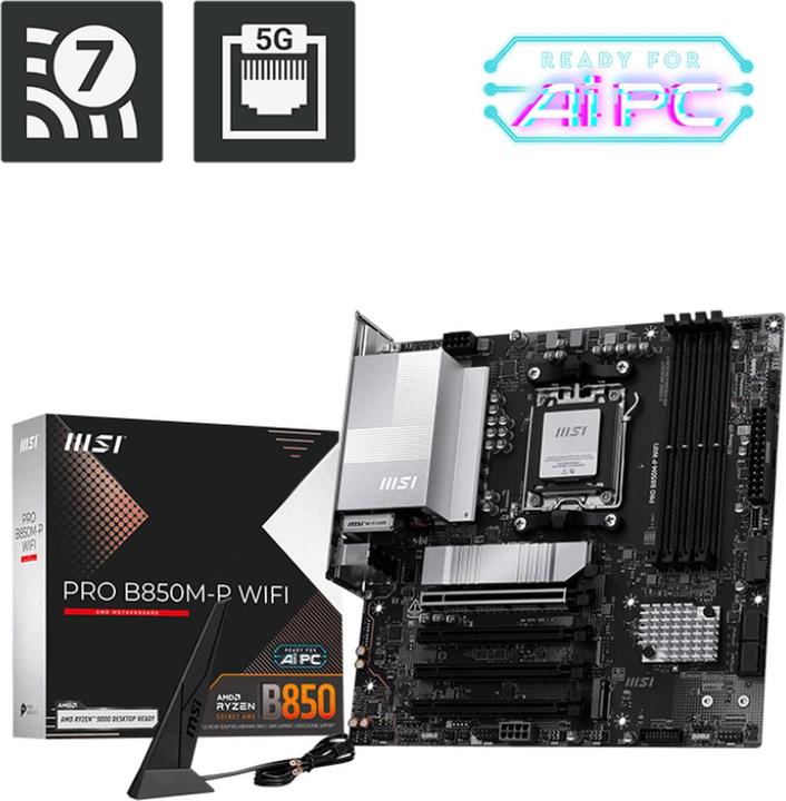 Produktbild MSI Pro B850M-P Wifi (B850,AM5,mATX,DDR5) (AM5, AMD B850, mATX)