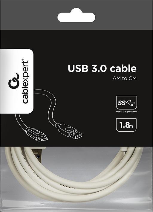 Produktbild Gembird CCP-USB3-AMCM-6-W USB Kabel 1,8 m 3.2 Gen 1 (3.1 Gen 1) USB A USB C Weiss (1.80 m, USB 3.2 Gen 1)