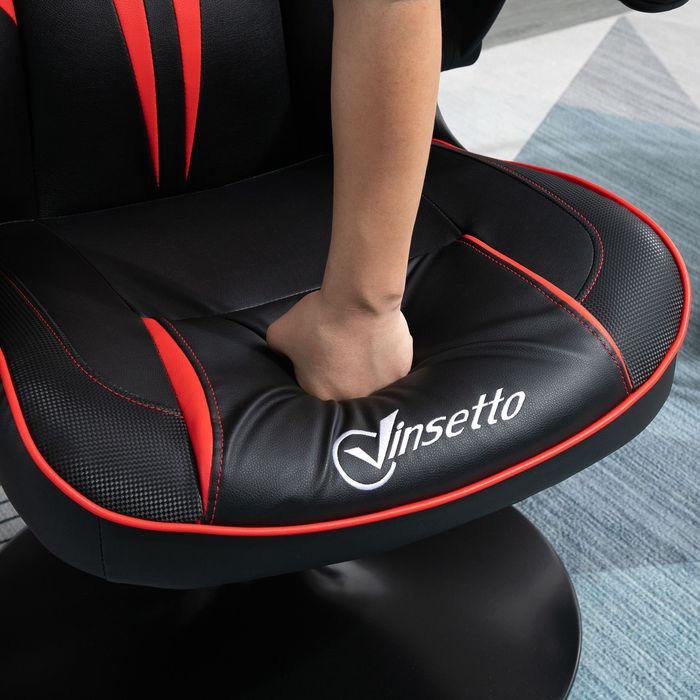 Image du produit Swisshandel24 Chaise de jeu ergonomique Chaise d'ordinateur avec fonction bascule Noir+Rouge