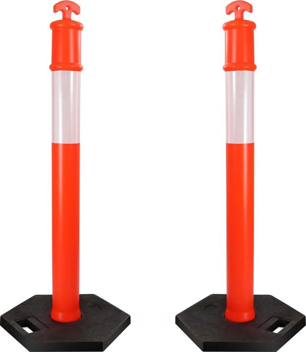 Produktbild Wiltec 2x Absperrpfosten 110x42x42cm Sperrpfosten mobile Absperrung Poller