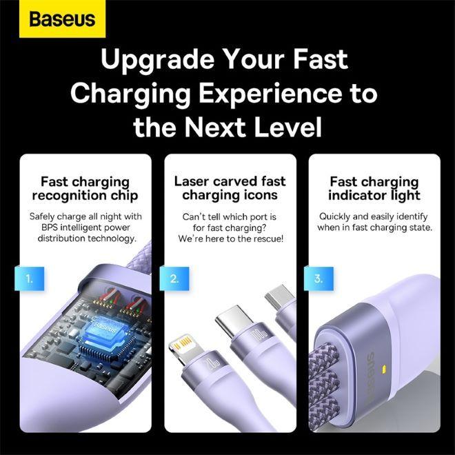 Image du produit Baseus USB C – USB C/Lightning/Micro USB (1.50 m, USB 3.2 Gen 1, 100 W)