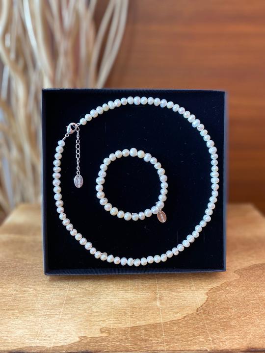 Andreani Geschenkset Kette und Armband (Süsswasserperlen)