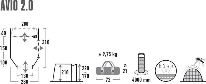 Image du produit High Peak Avio 2.0 (Auvent, 9.75 kg, 1 personne)