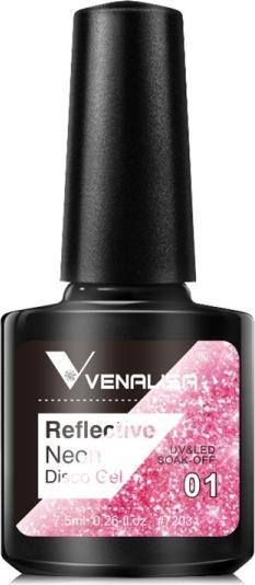 Venalisa Gellack Reflective Neon Disco Gel BD01 (Rosa Glitzer, Gel-Effekt Nagellack)