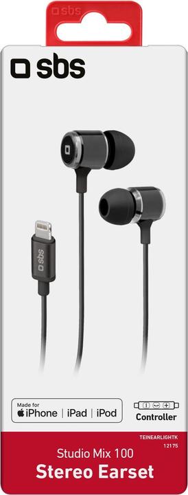 Produktbild SBS stereo in-earphones mit lightning-anschluss schwarz (keine Geräuschunterdrückung, Kabelgebunden)