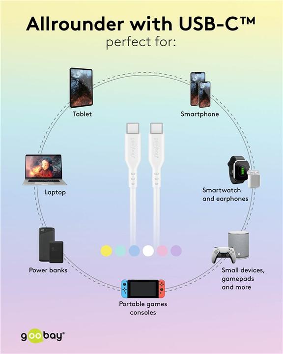 Produktbild Goobay USB-C-Silikonkabel, 1,5 m, türkis (1.50 m, USB 2.0, 60 W)
