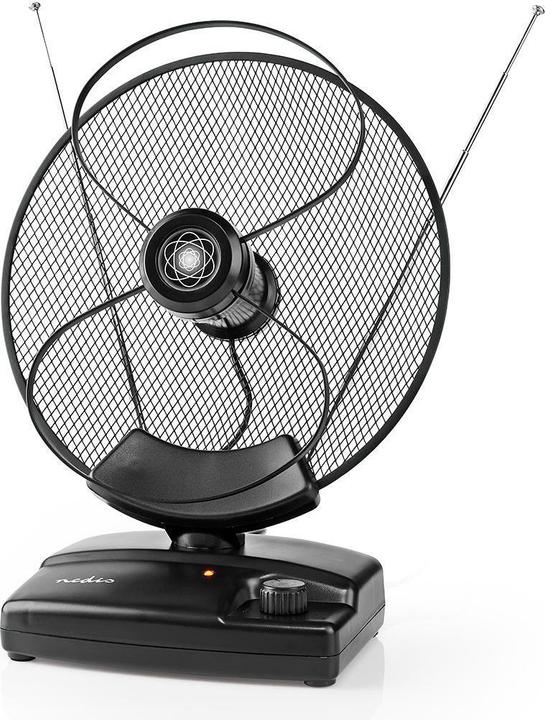 Produktbild Nedis ANIR2503BK700 - Pokojová HDTV Anténa | 0–25 km | Zesílení 30–36 dB | FM/VHF/UHF | Černá (Zimmerantenne, 36 dB, DVB-T / -T2, LTE)