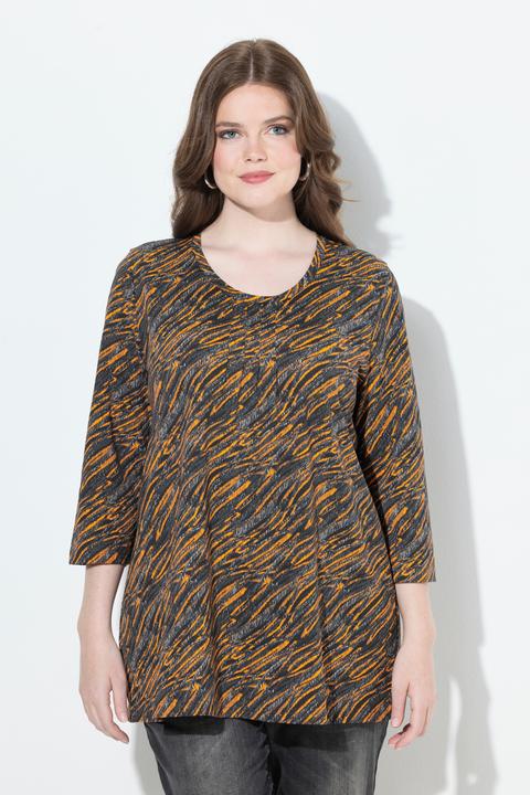 Produktbild Ulla Popken Shirt, grafischer Druck, A-Linie, Rundhals, 3/4-Arm (46, 48)