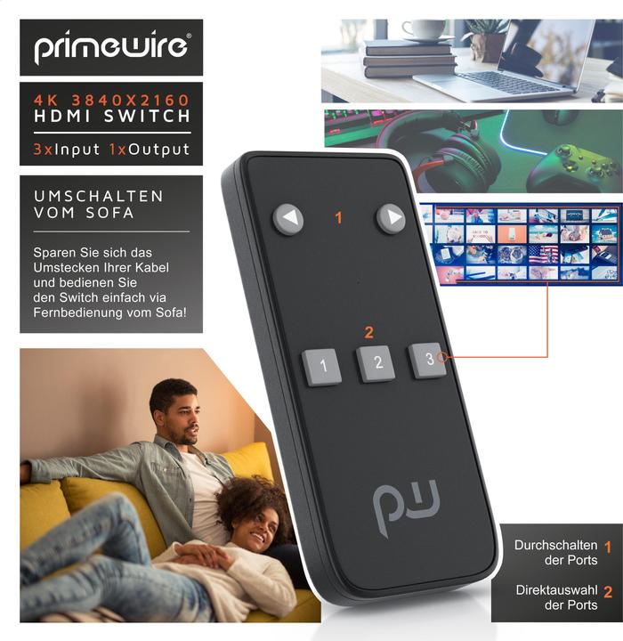 Immagine prodotto Primewire Switch HDMI 2.0 a 3 porte