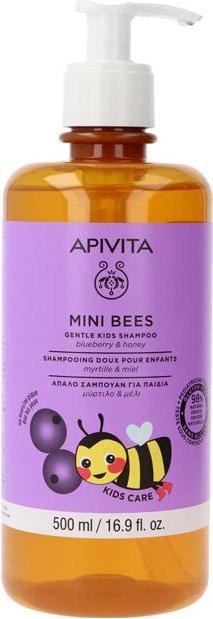 Actual product image Apivita Mini Bees Children's Shampoo Blueberry & Honey 500ML (500 ml, Liquid shampoo)