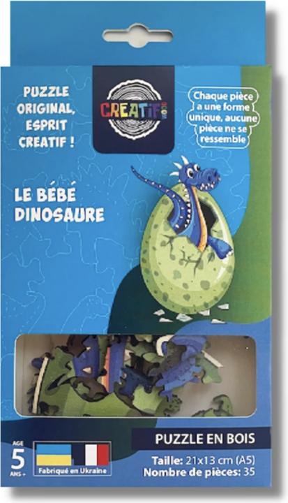 Produktbild Creatif'Puzzle Le Bebe Dinosaure 35Pcs - Puzzle Bois Enfant