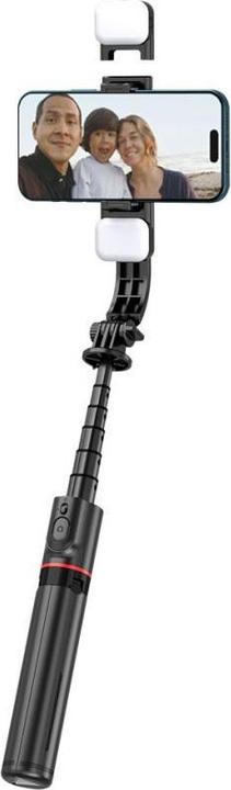 Actual product image Tech-Protect L05S Bluetooth selfie stick with tripod up to 105cm with LED lamp - black