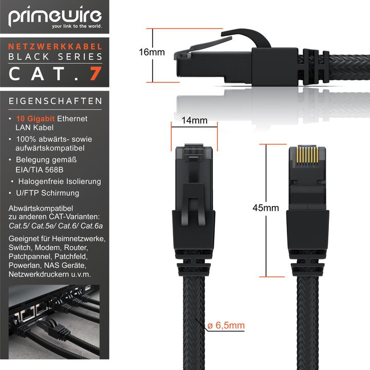 Actual product image Primewire Network cable CAT.7, RJ-45, Ethernet, patch cable CAT 7, cotton jacket, Gigabit LAN cable (S/FTP, CAT7, 15 m)