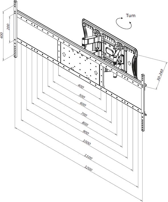 Immagine prodotto Multibrackets Supporto a parete 75 -110", metallo, nero, inclinabile di 7° (Muro, 110", 125 kg)