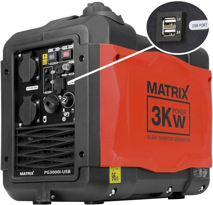 Produktbild Matrix Notstromaggregat 2x USB | PG 3000i-USB | 3000 Watt | 4-takt | 2x230V (4 l)