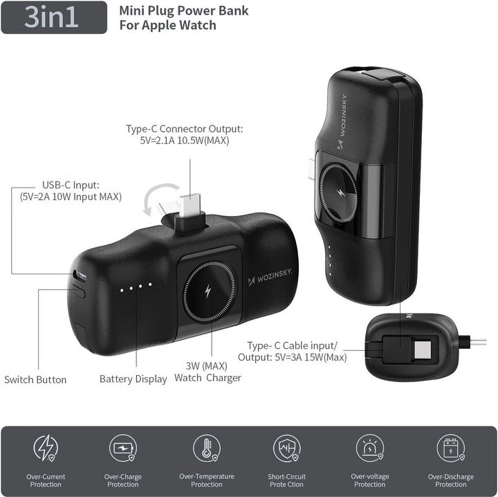 Produktbild Wozinsky Black (5000 mAh, 15 W, 15 Wh)