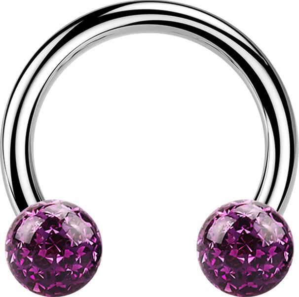 Immagine prodotto Star Piercing Micro Circular Barbell argento con due sfere di cristallo strato protettivo epossidico viola (senza ottone, Titanio G23)