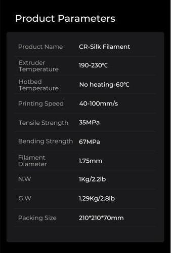 Produktbild Creality CR-Seide (PLA, 1.75 mm, 1000 g, Gold, Silber)