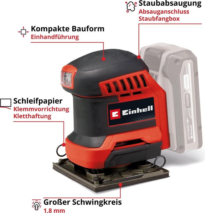 Productafbeelding Einhell TE-OIS 18/113 Li accu handschuurmachine - Solo (Vlakschuurmachine)