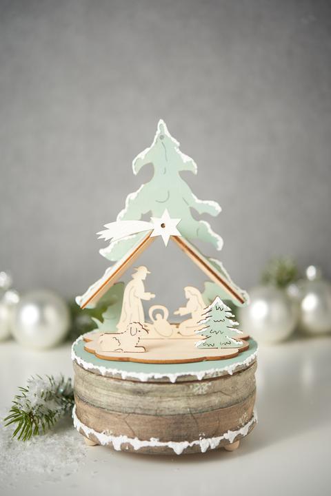 Produktbild VBS Spieldose "Stille Nacht", Kiefernholz/MDF, ca. Ø 14, H 6,5cm