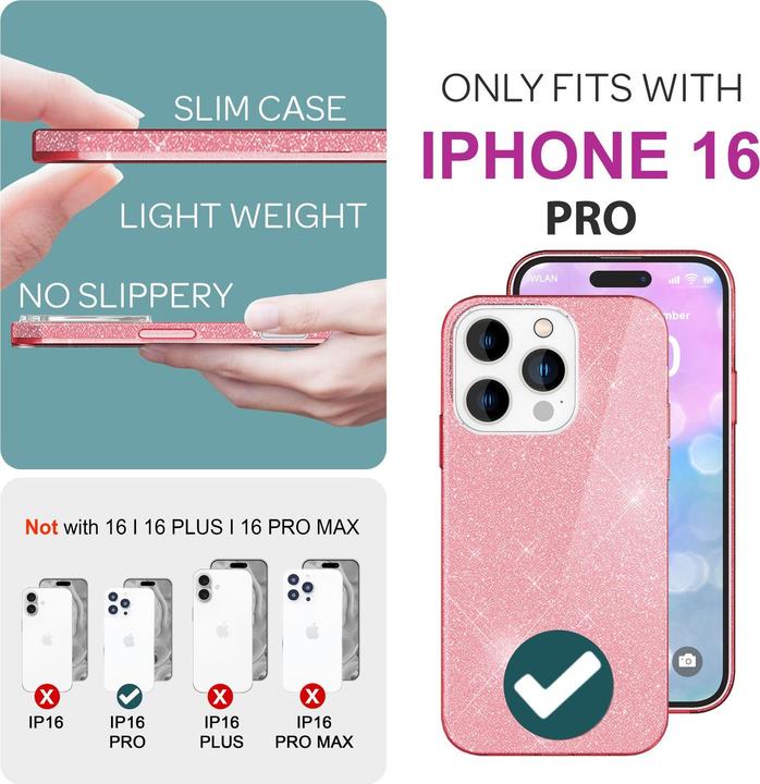 Immagine prodotto Nalia Copertina ibrida glitterata (Apple iPhone 16 Pro)