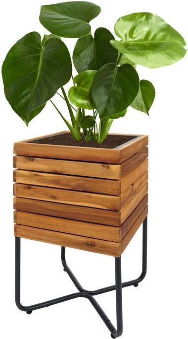 Image du produit Mendler Jardinière HWC-L25, carrée 60x33x33cm Outdoor acier acacia, marron (33 cm)
