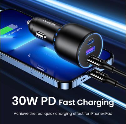 Productafbeelding Ugreen Fast Car Charger 130W 90413 2xUSB-C PD+USB-A