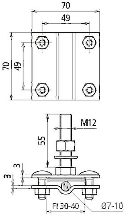 Produktbild Dehn 478149 Anschlussklemme f. Erdungsfestpunkt M12 f. Rd 7-