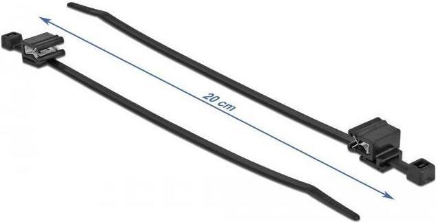 Produktbild Delock Kabelbinder mit Befestigungsclip L 200 x B 4,8 mm schwarz 50 Stück (Kunststoffkabelbinder, 200 mm, 50 Stk.)