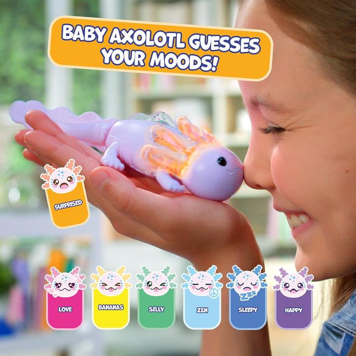 Produktbild WowWee Fingerlings Interactive Baby Axolotl, Auggie (Purple), Swims & Lights Up