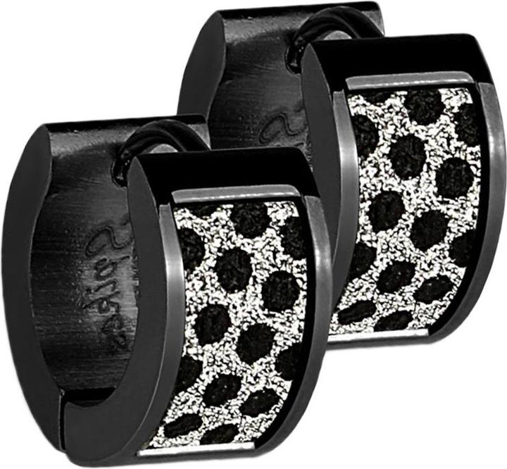 Star Piercing Ohrring zum Klappen schwarz mit glitter gepunktet (ohne Messing, Chirurgenstahl 316L)