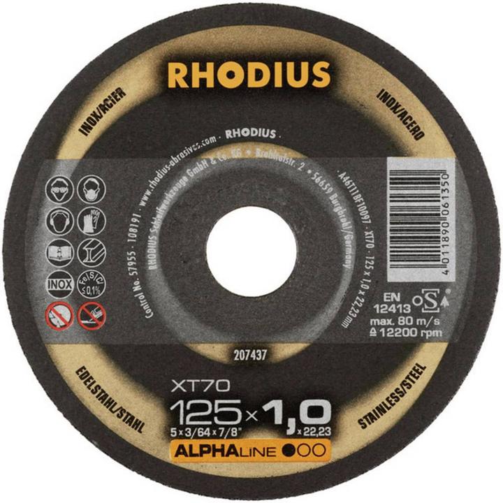 Actual product image Rhodius Extra thin cut-off wheel XT70 BOX