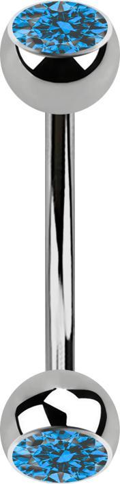 Produktbild Star Piercing Micro Banane silber mit zwei Kugeln Kristall hellblau (ohne Messing, Titan G23)