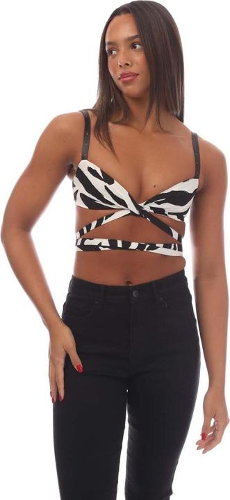 Actual product image Off Womens/Ladies Zebra Twisted Lace Up Bra (34 D)