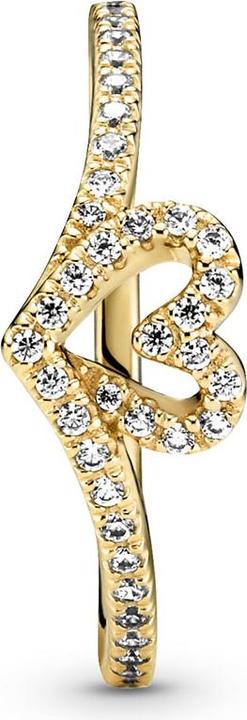 Actual product image Pandora 14k Gold Timeless Wishbone Sparkling Heart Ring (48)