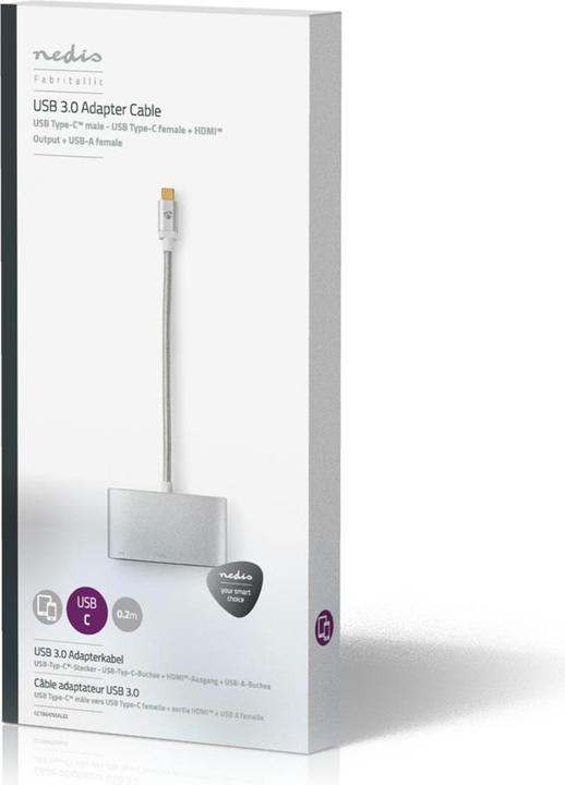 Produktbild Nedis USB-Adapter - USB 3.2 Gen 1 - USB Type-C™ Stecker - HDMI/A-Buchse/C-Buchse - 0.20 m - rund - V (USB-C, 1 Ports)