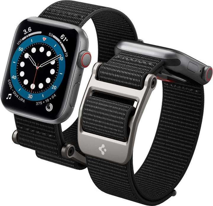 Actual product image Spigen Durapro Flex band for Apple Watch 4 / 5 / 6 / 7 / SE (42 / 44 / 45 mm) black (45 mm, 44 mm, 42 mm, Nylon)