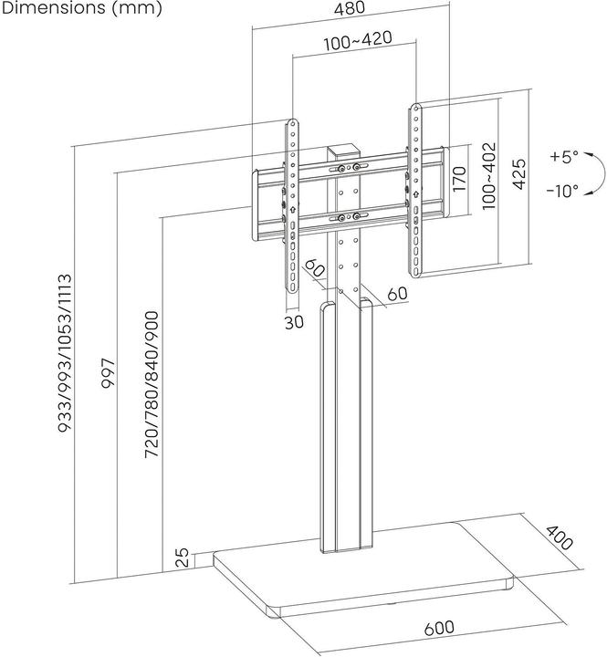 Produktbild PureMounts PM-TVS-10 (Universal, 65", 40 kg)