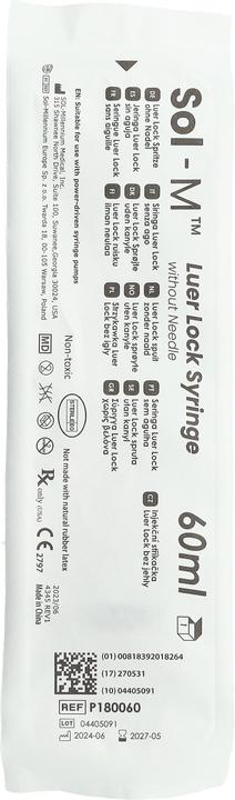Valori nutrizionali e ingredienti Sol-m Siringa 60ml Luer Lock sterile 3 pezzi 30 pezzi