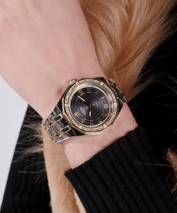 Immagine prodotto Guess P SLV CS W/ P GLD TOP PART W/ CRYS / SUN BLK DL / P SLV & GLD BRCT Orologio da polso (36 mm)