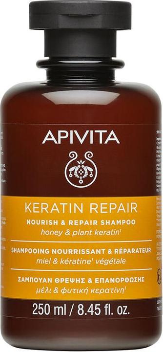 Immagine prodotto Apivita Shampoo alla cheratina nutriente e riparatore per capelli secchi e danneggiati 8,45 Fl Oz (Shampoo liquido)