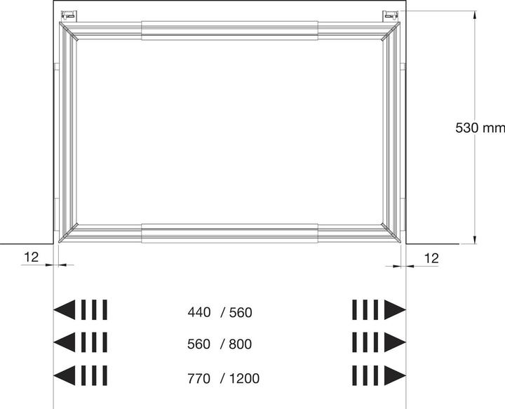Actual product image Servetto Pull-out frame front/rear profile Papillon 560 - 800 mm anthracite (1 pcs.)