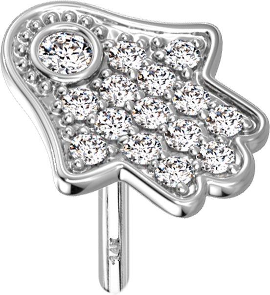 Immagine prodotto Star Piercing Hamsa in oro bianco 14k con cristalli Threadless (Oro 14k, senza ottone)