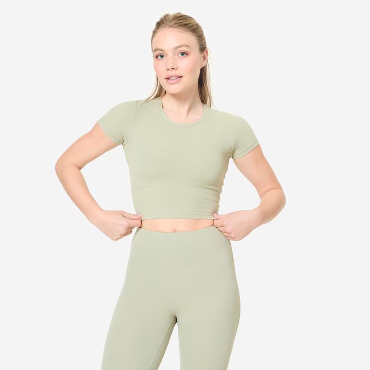 Image du produit Domyos T-shirt de yoga et Pilates extensible et doux, Breathe vert (XL)