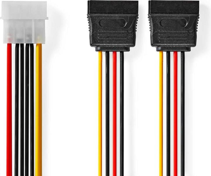 Immagine prodotto Nedis Cavo di alimentazione interna Molex maschio 2X SATA 15 pin femmina Placcato oro 0,15 m PVC rotondo