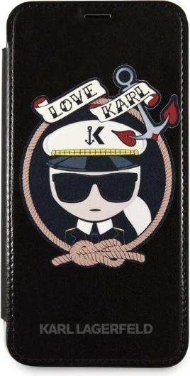 Immagine prodotto Karl Lagerfeld KLFLBKPXKSB Custodia per iPhone X/Xs in acciaio/nero Signature Glitter (Apple iPhone XS, Apple iPhone X)